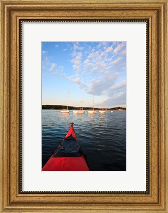 Framed Kayak, sailboats, Portsmouth, New Hampshire Print
