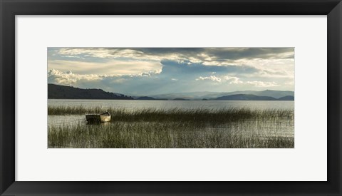 Framed Boat at Rest on Lake Titicaca, Bolivia Print