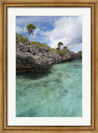 Framed Scenic lagoon located inside volcanic caldera, Fiji Print