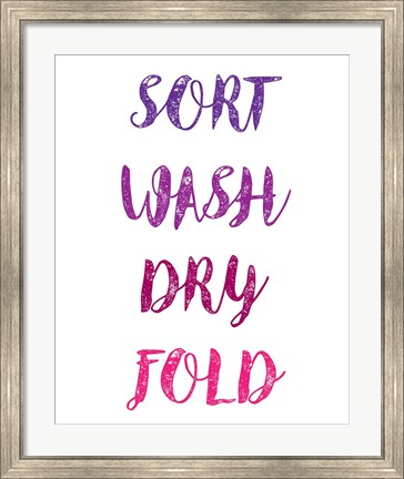 Framed Sort Wash Dry Fold  - White and Purple Print