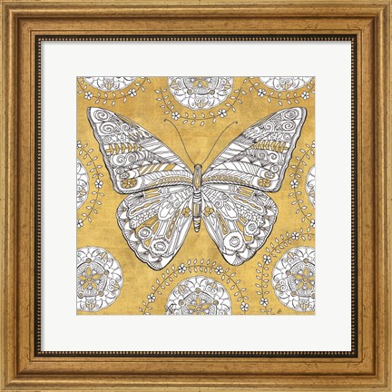 Framed Color my World Butterfly I Gold Print