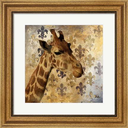 Framed Golden Safari III (Giraffe) Print