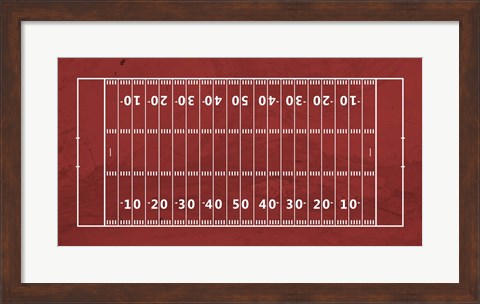 Framed American Football Field Red Print