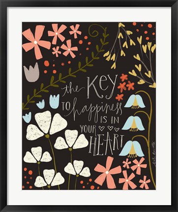 Framed Key to Happiness Print