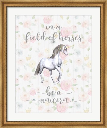 Framed Be a Unicorn Floral Print