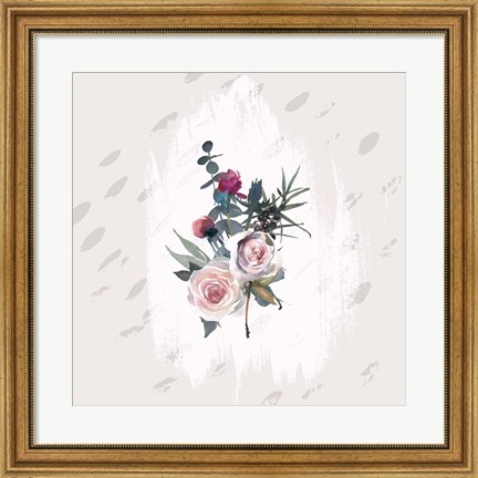 Framed Floral Bouquet on Grunge Square Print