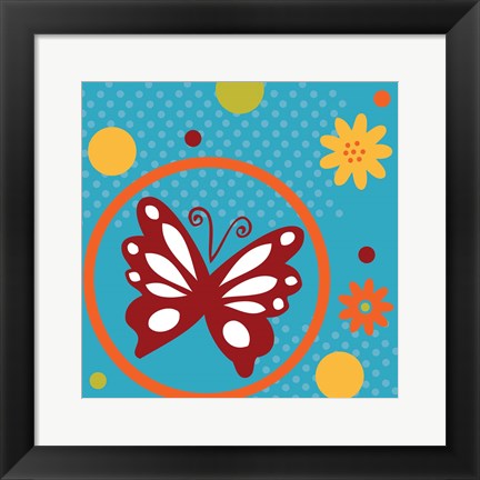 Framed Butterflies and Blooms Playful VII Print