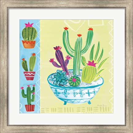 Framed Cacti Garden III no Birds and Butterflies Print