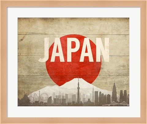 Framed Tokyo, Japan - Flags and Skyline Print