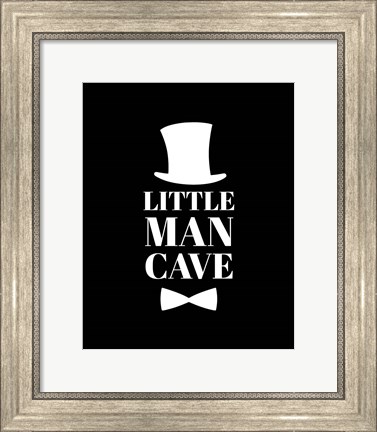 Framed Little Man Cave Top Hat and Bow Tie - Black Print
