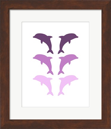 Framed Leaping Dolphins - Purple Print