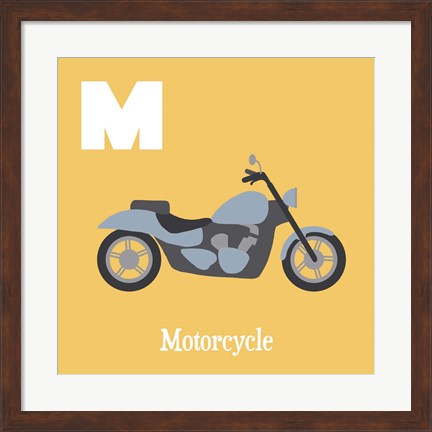 Framed Transportation Alphabet - M is for Motorcycle Print