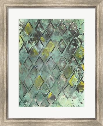Framed Lattice in Green II Print