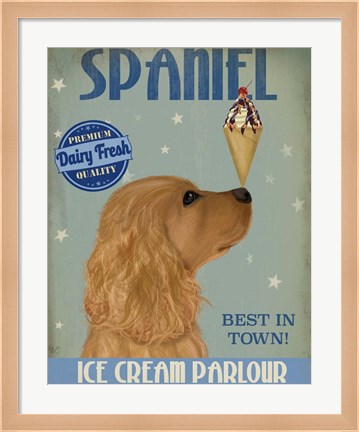 Framed Cocker Spaniel, Golden, Ice Cream Print