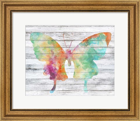 Framed Wings on Wood II Print