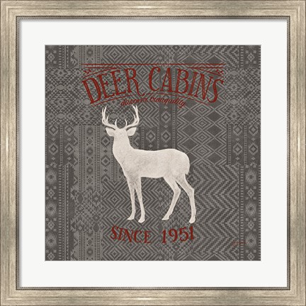 Framed Soft Lodge III Dark with Red Print
