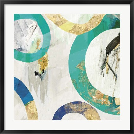 Framed Green Rings II Print