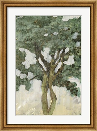 Framed Green Tree Line III Print