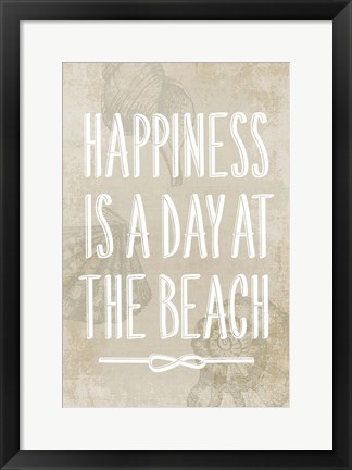 Framed Happiness is a day at the Beach Print