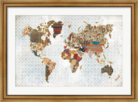 Framed Pattern World Map Geo Background Print