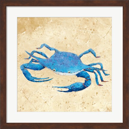 Framed Blue Crab V Neutral Crop Print