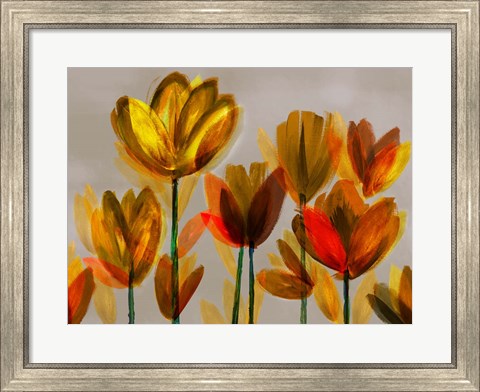 Framed Contemporary Poppies Yellow Print
