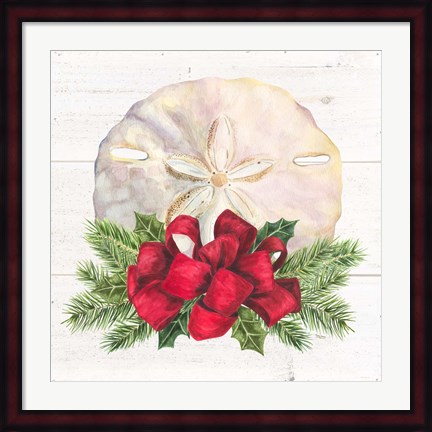 Framed Christmas by the Sea Sanddollar square Print
