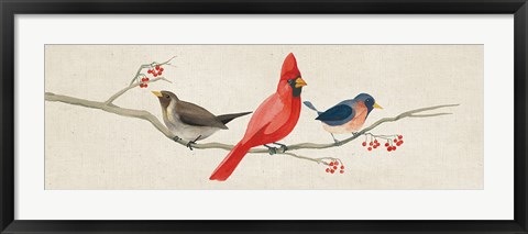 Framed Festive Birds Panel II Linen Print