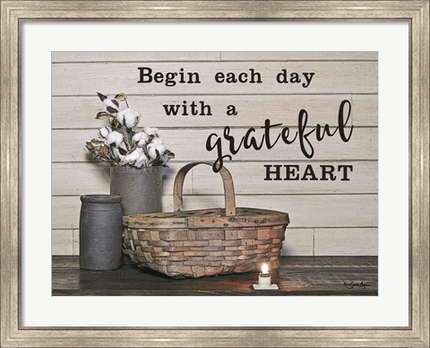 Framed Begin Each Day with a Grateful Heart Print