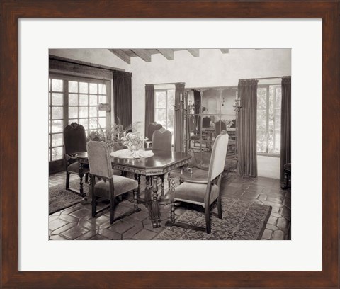 Framed 1920s Interior Upscale Mediterranean Style Dining Room Print