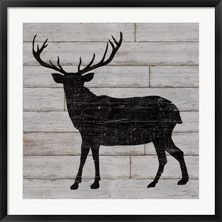 Framed Lake Lodge II Grey no Words Print