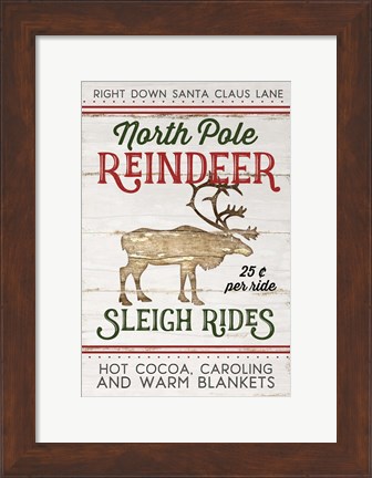 Framed Vintage Reindeer Rides Print