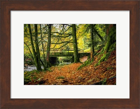 Framed Black Forest River Bridge Print