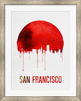 Framed San Francisco Skyline Red Print