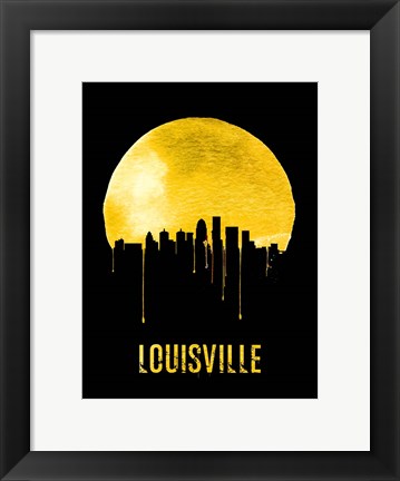 Framed Louisville Skyline Yellow Print