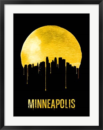 Framed Minneapolis Skyline Yellow Print