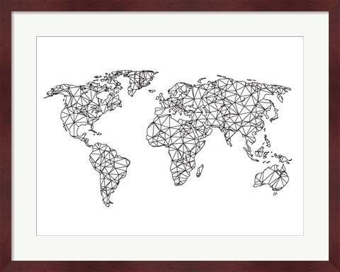 Framed World Wire Map 2 Print
