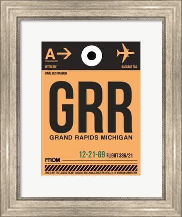 Framed GRR Grand Rapids Luggage Tag I Print