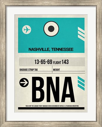 Framed BNA Nashville Luggage Tag II Print