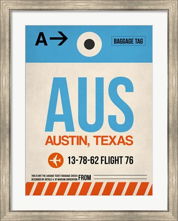 Framed AUS Austin Luggage Tag I Print