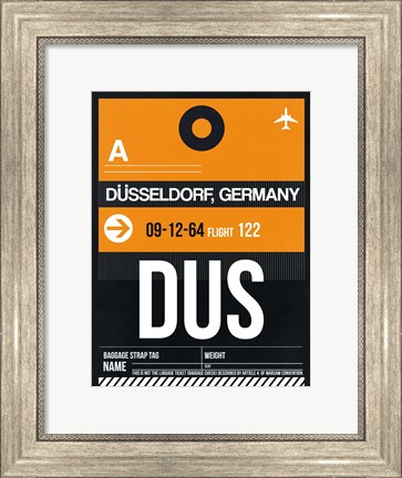 Framed DUS Dusseldorf Luggage Tag II Print