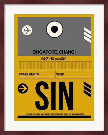 Framed SIN Singapore Luggage Tag I Print