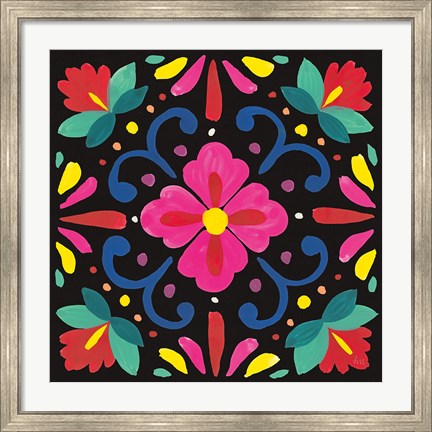 Framed Floral Fiesta Tile VII Print