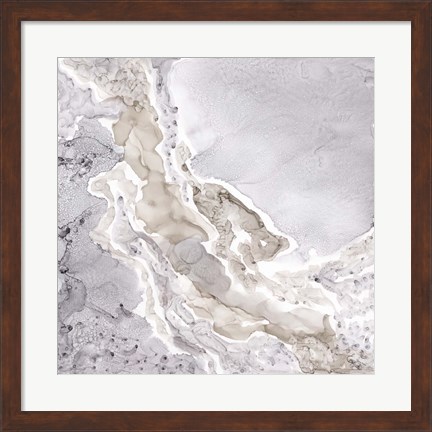 Framed Silver and Grey Mineral Abstract Print