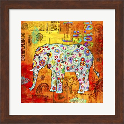 Framed Mosaic Elephant II Print