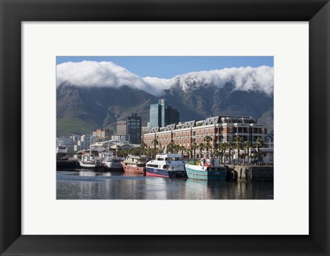 Framed South Africa, Cape Town Victoria and Alfred Waterfront, Table Mountain Print