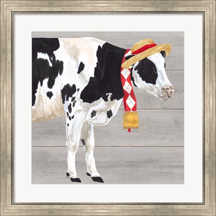 Framed Intellectual Animals I Cow and Bell Print