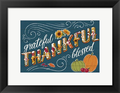 Framed Thankful I Blue Print