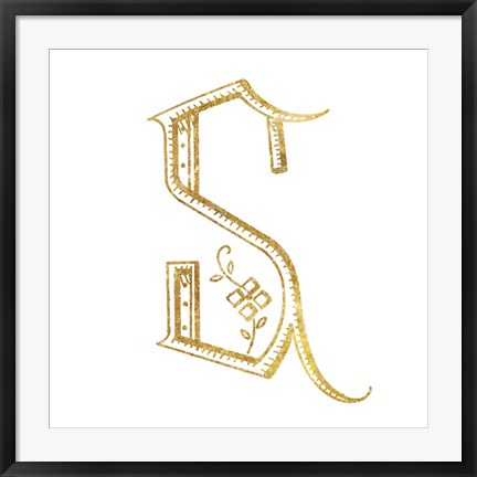 Framed French Sewing Letter S Print