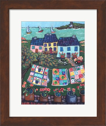 Framed Cottages and Quilts Print